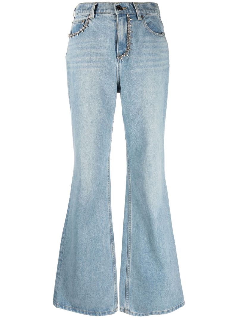 Blue 'area' Nameplate Bootcut Jeans