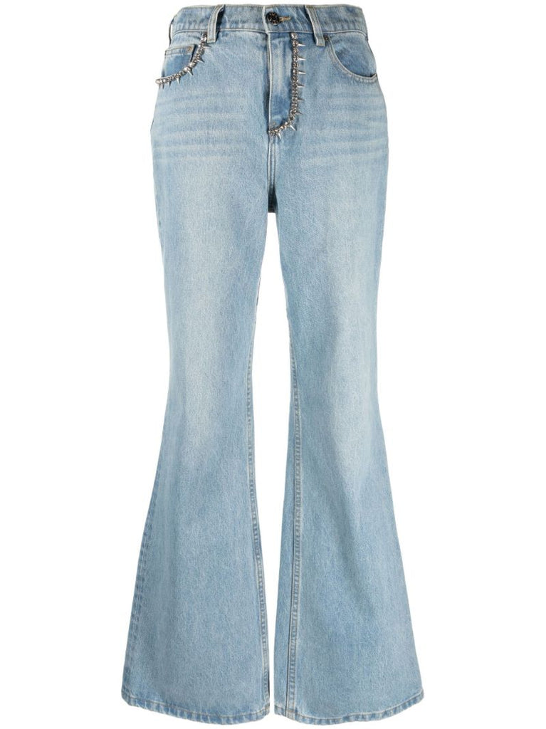 Blue 'area' Nameplate Bootcut Jeans