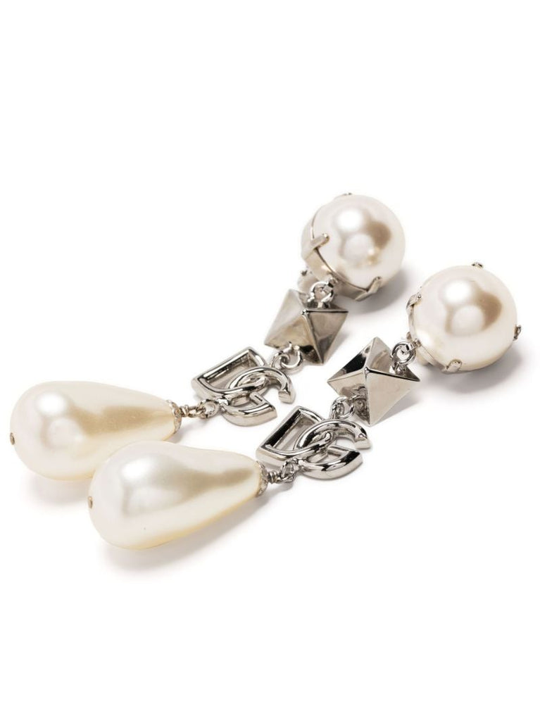 Silver-plated Pearl Clip-on Drop Earrings