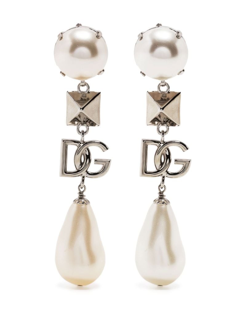 Silver-plated Pearl Clip-on Drop Earrings