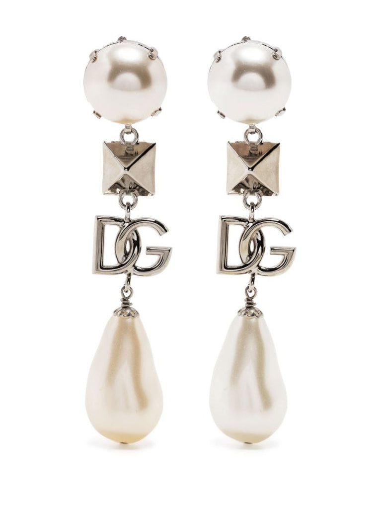 Silver-plated Pearl Clip-on Drop Earrings