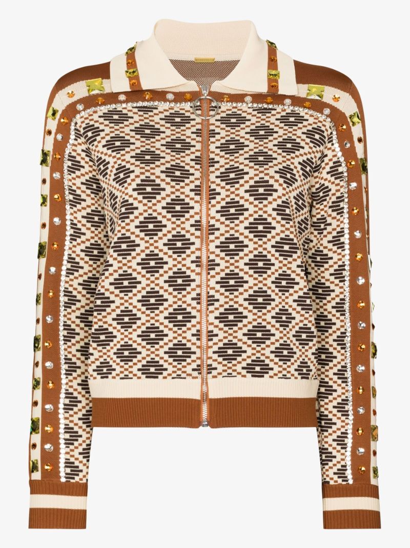Brown Beno Zip-up Sweater