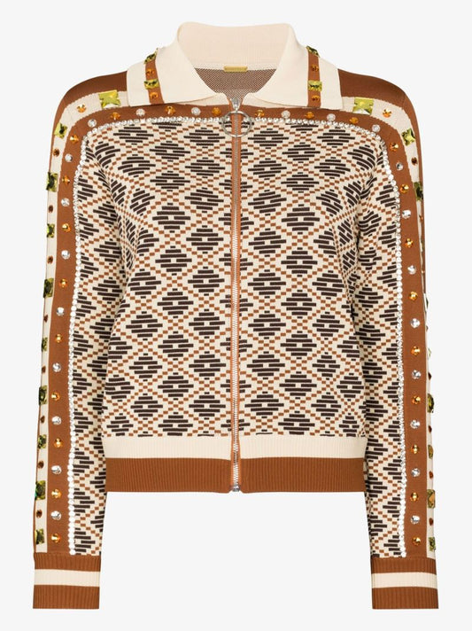 Brown Beno Zip-up Sweater
