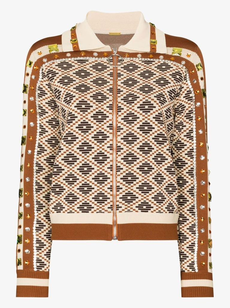 Brown Beno Zip-up Sweater