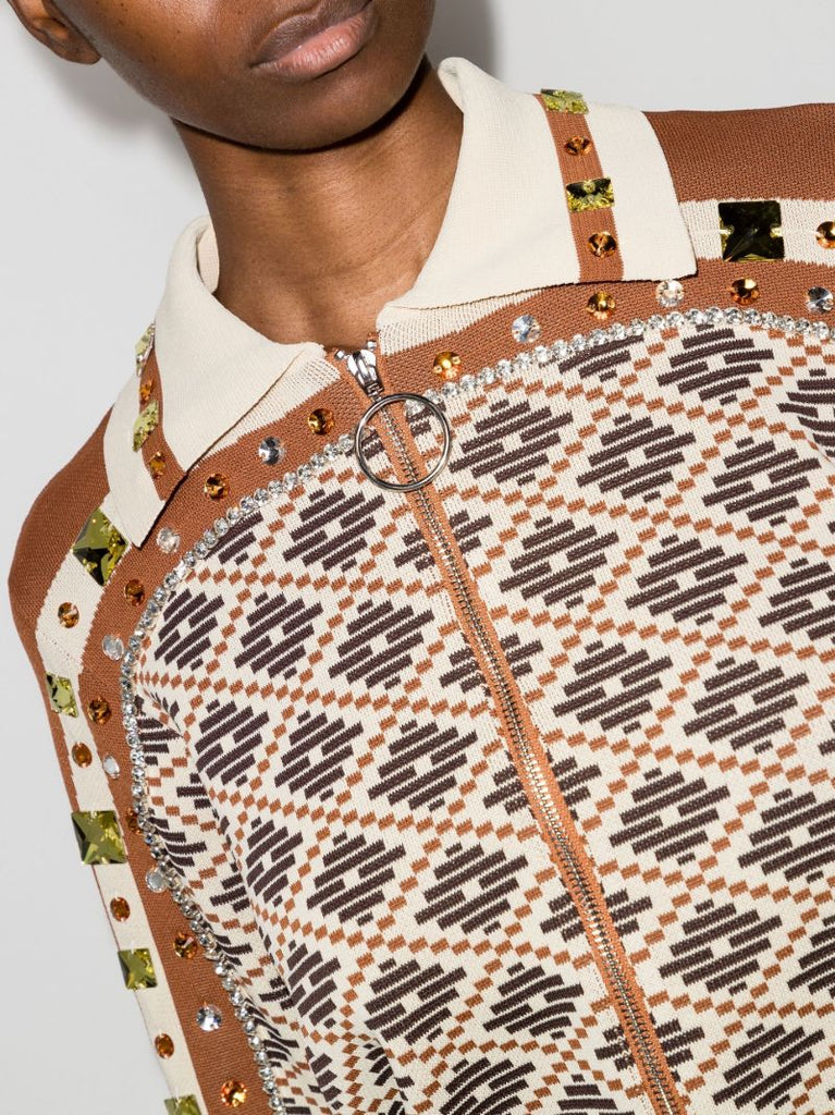 Brown Beno Zip-up Sweater