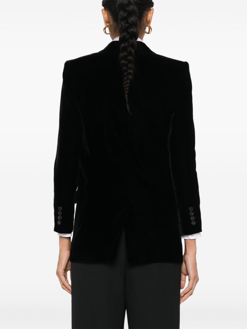 Black Single-breasted Velvet Blazer