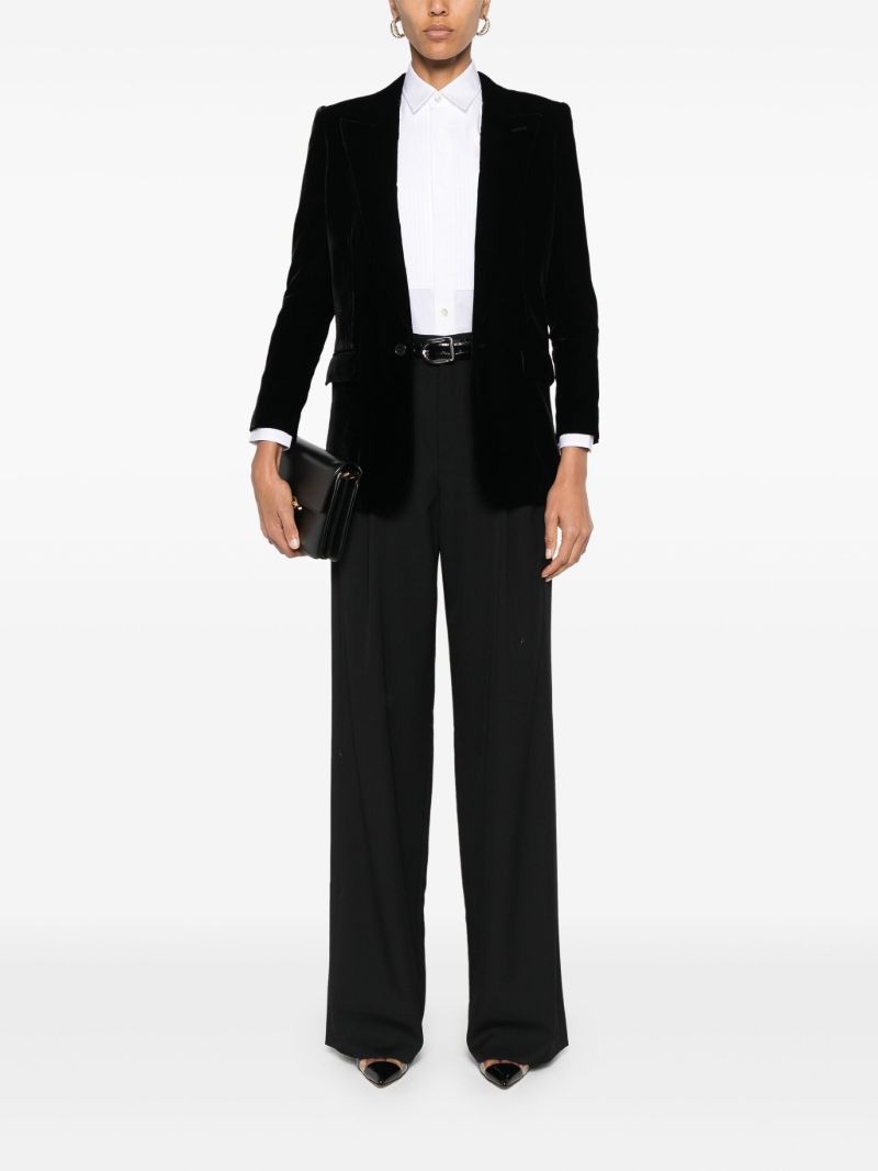 Black Single-breasted Velvet Blazer