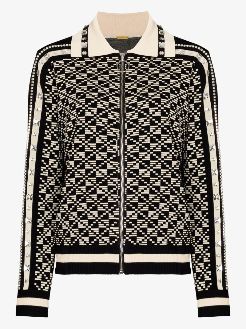 Black Dean Crystal-embellished Track Jacket