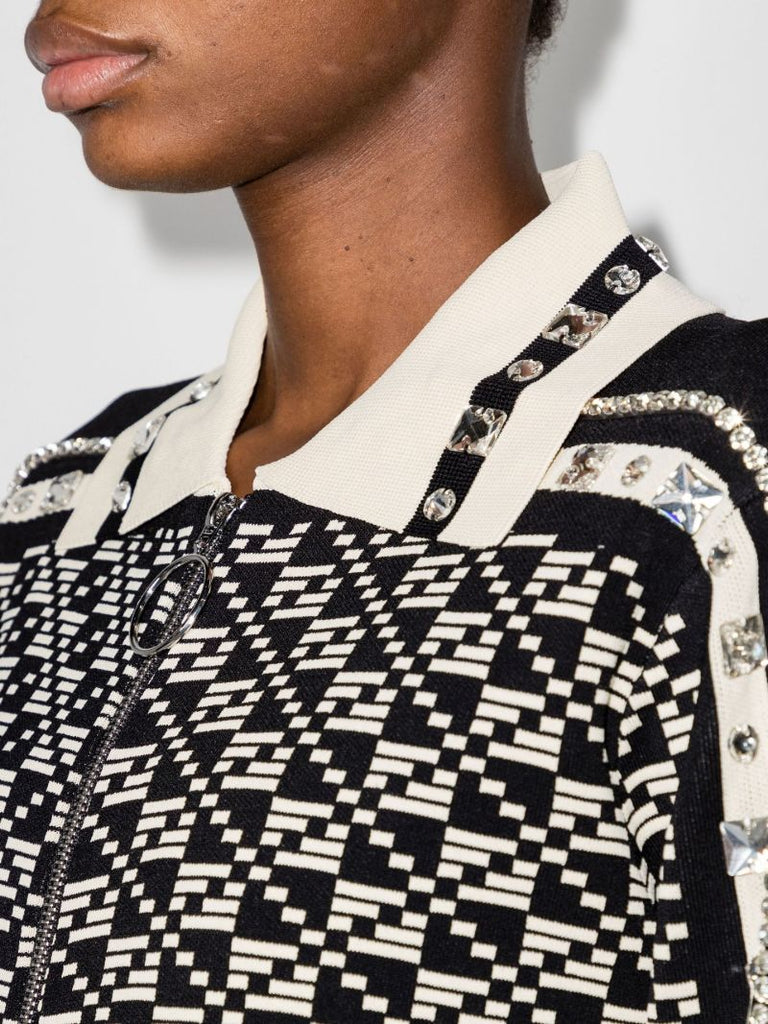 Black Dean Crystal-embellished Track Jacket