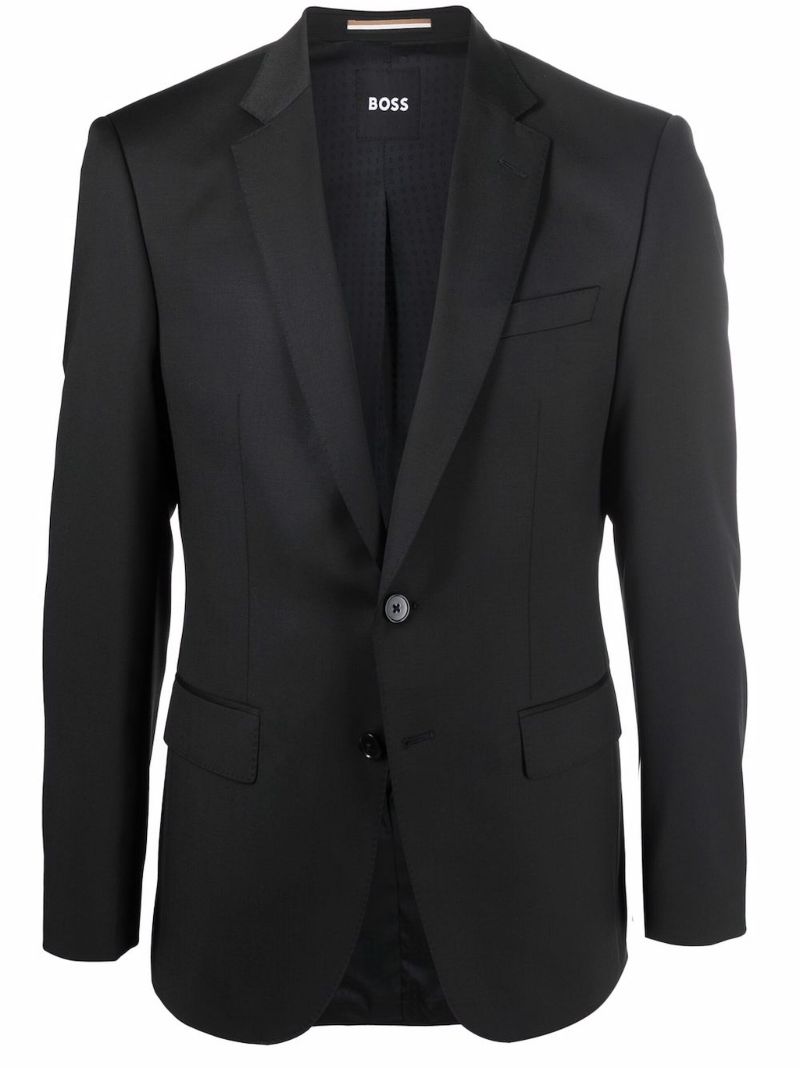 Black Single Breasted Wool Blazer