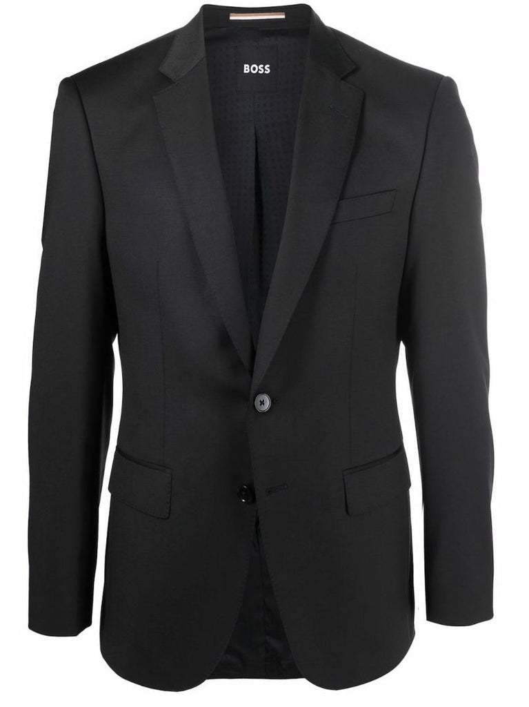 Black Single Breasted Wool Blazer