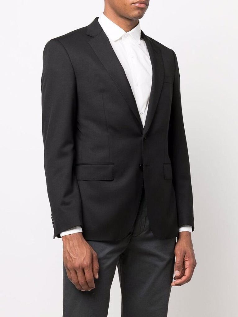 Black Single Breasted Wool Blazer