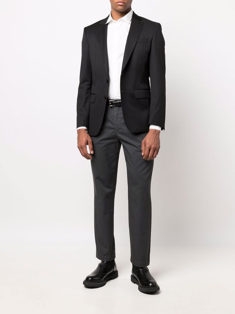 Black Single Breasted Wool Blazer