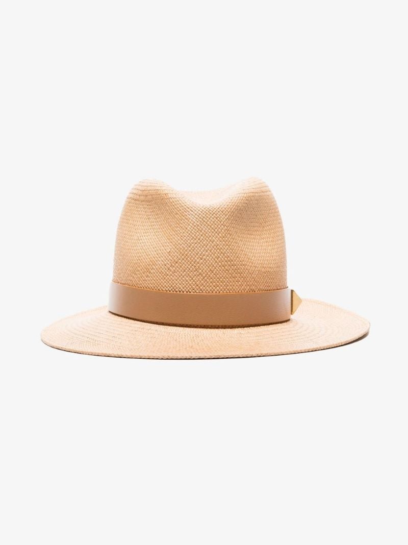 Neutral Roman Stud Straw Sun Hat