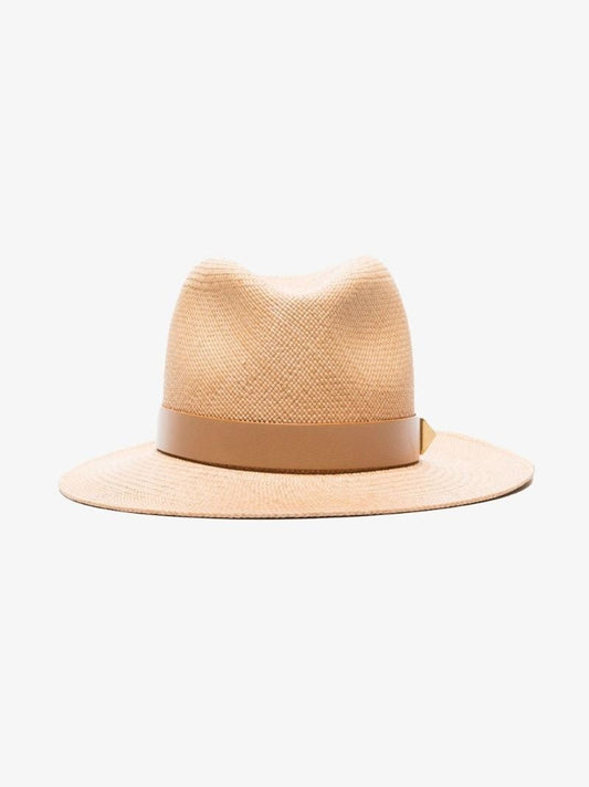 Neutral Roman Stud Straw Sun Hat