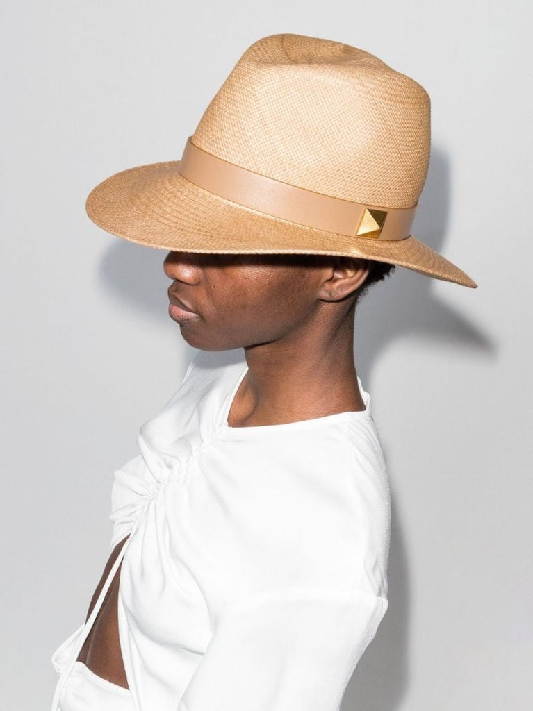 Neutral Roman Stud Straw Sun Hat