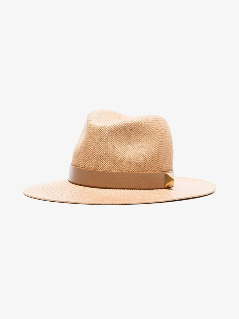 Neutral Roman Stud Straw Sun Hat