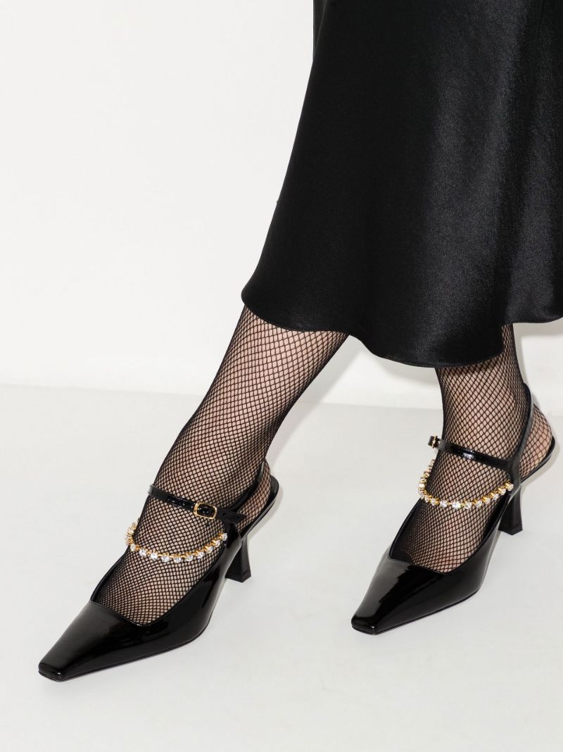 Black the Sidney 65 Crystal Leather Pumps