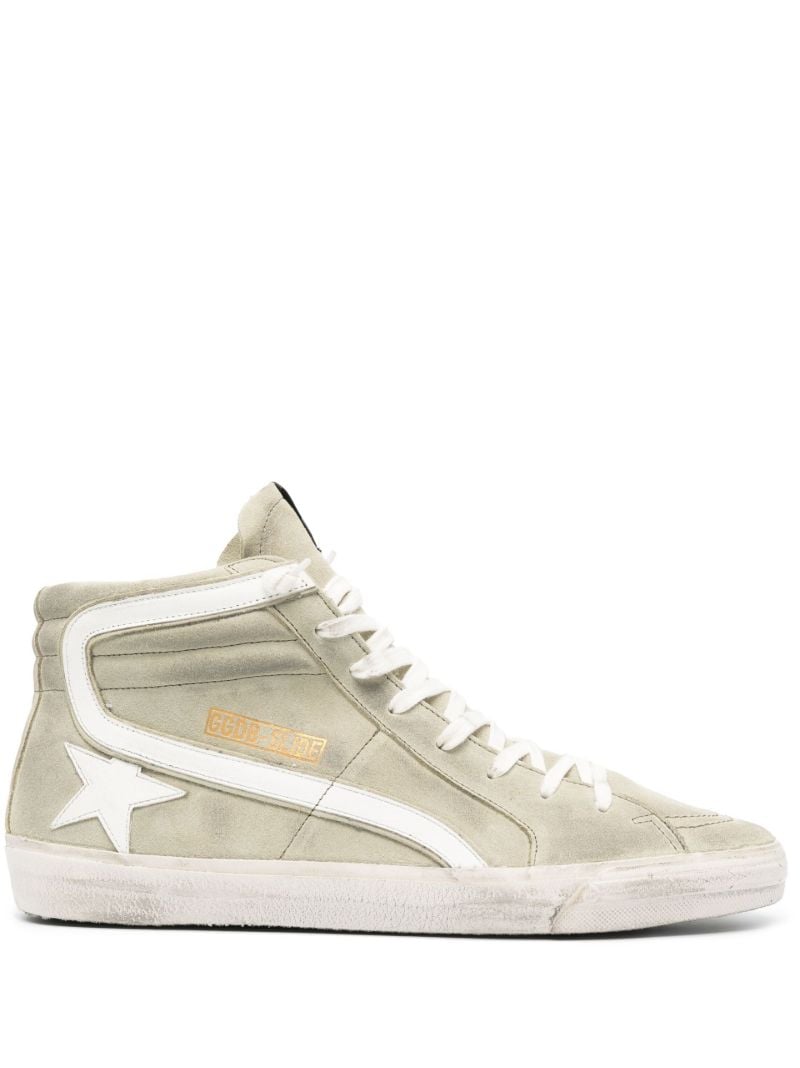 Green Slide High-top Suede Sneakers
