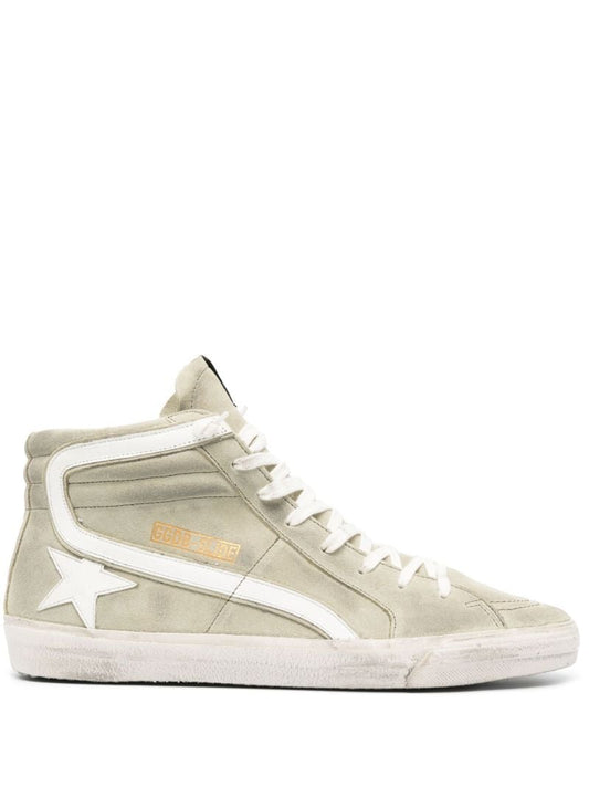 Green Slide High-top Suede Sneakers