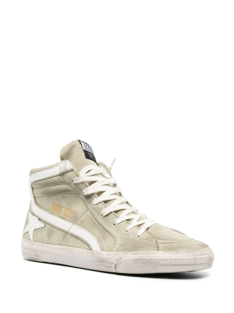 Green Slide High-top Suede Sneakers