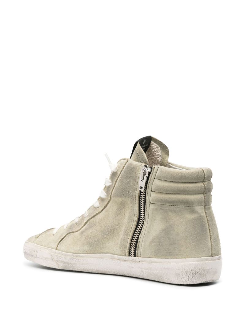 Green Slide High-top Suede Sneakers
