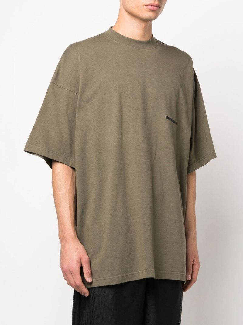 Green Logo Print Oversized Cotton T-shirt