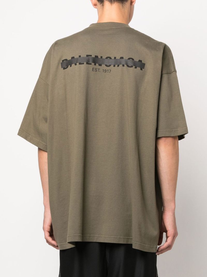 Green Logo Print Oversized Cotton T-shirt