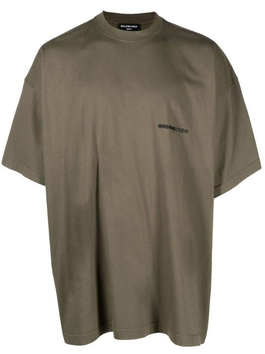 Green Logo Print Oversized Cotton T-shirt