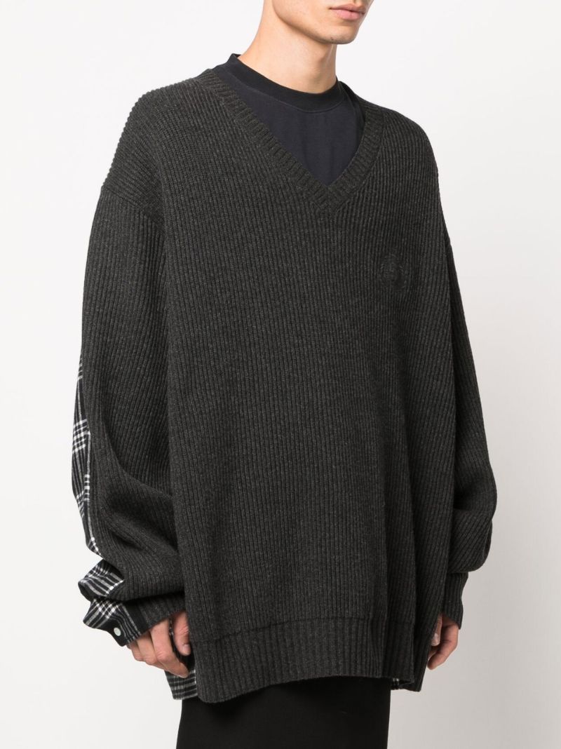 Black Hybrid V-neck Oversized Jumper