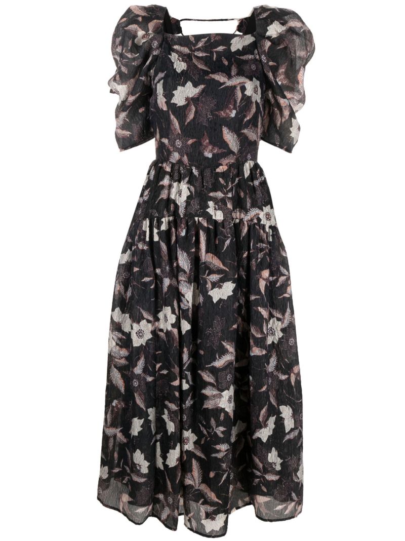 Talia Floral Print CloquÃ_x0083_Â© Midi Dress