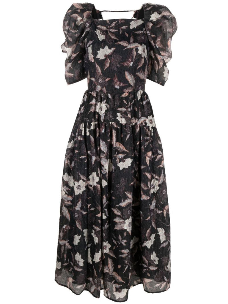 Talia Floral Print CloquÃ_x0083_Â© Midi Dress