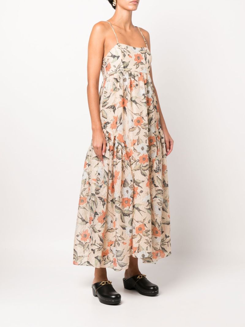 Beige Astrid Floral Print Maxi Dress