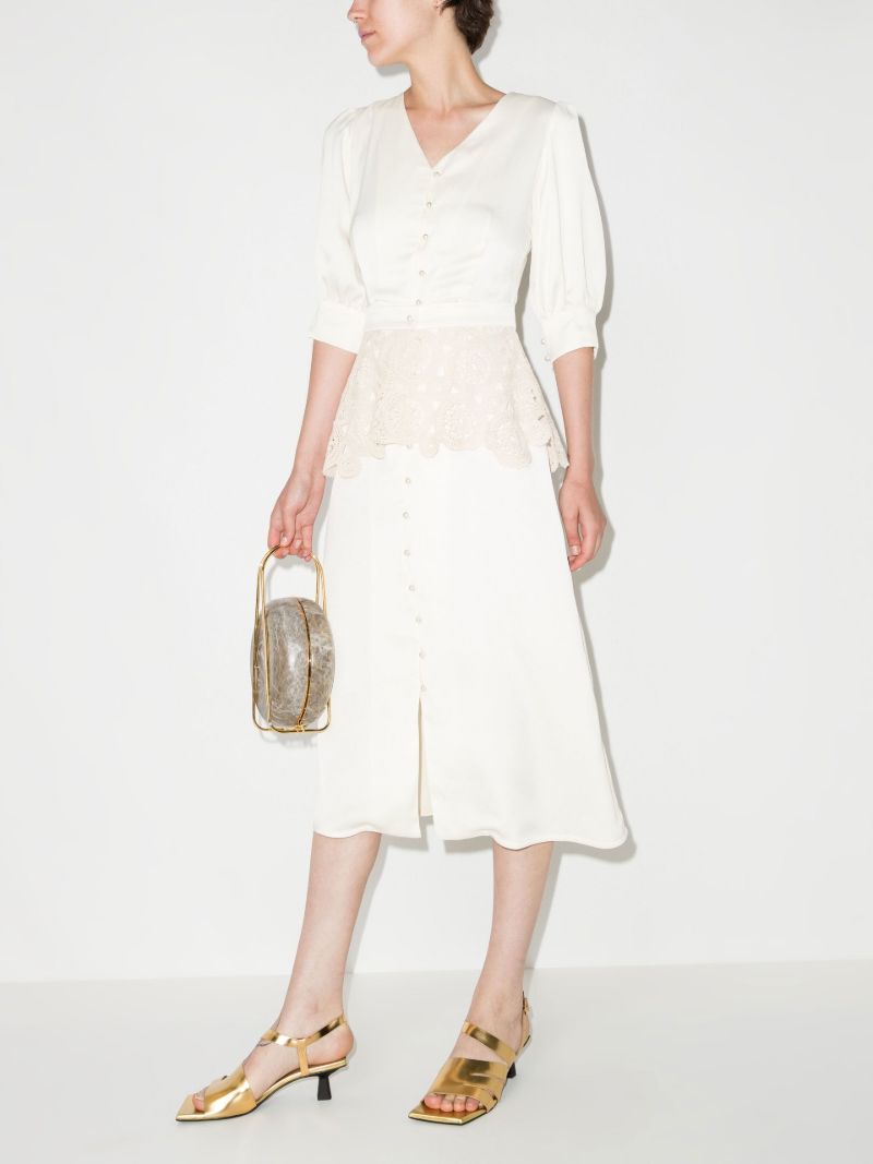Neutral Crochet-trim Shirt Dress
