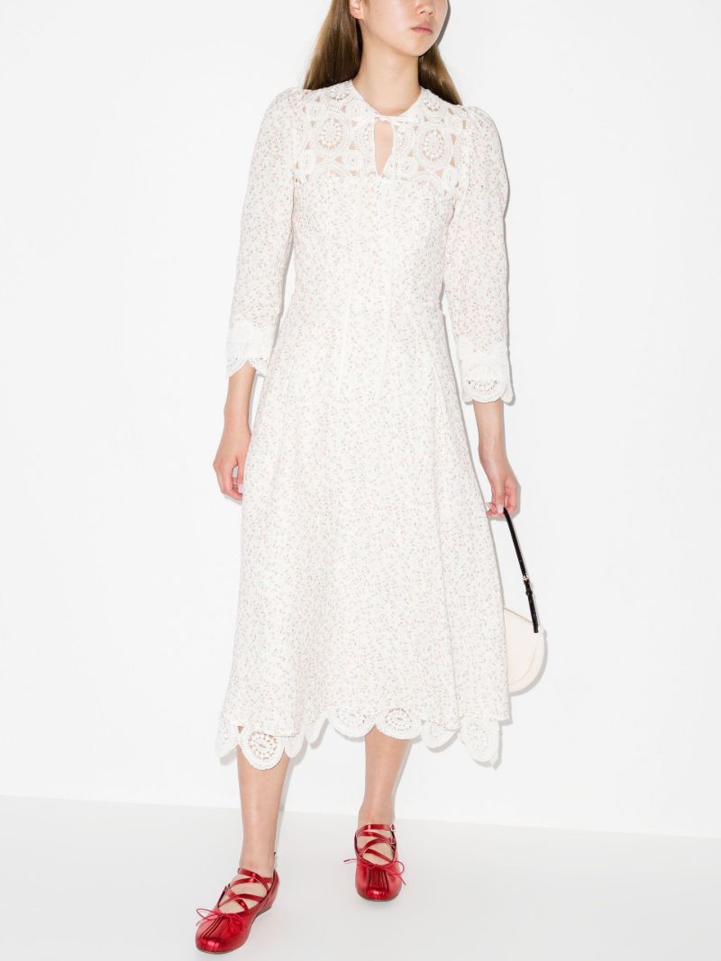 White MacramÃ_x0083_Â© Cotton Midi Dress