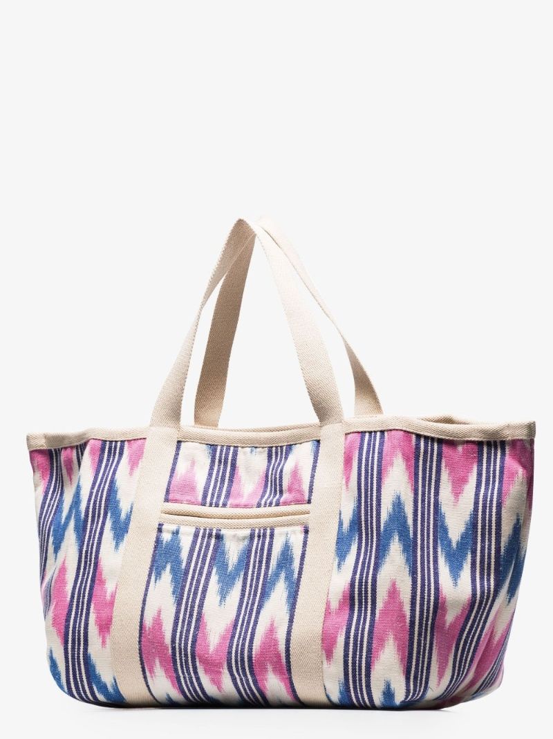 Neutral Warden Striped Canvas Tote Bag