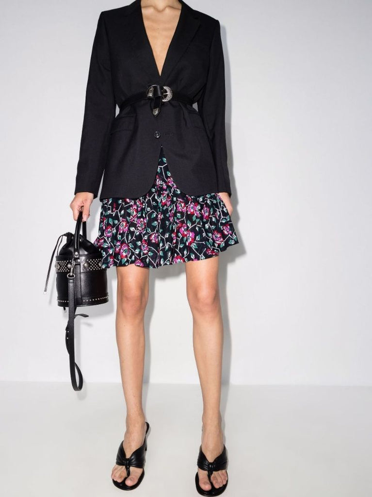 Saureena Ruffled Floral Print Mini Skirt