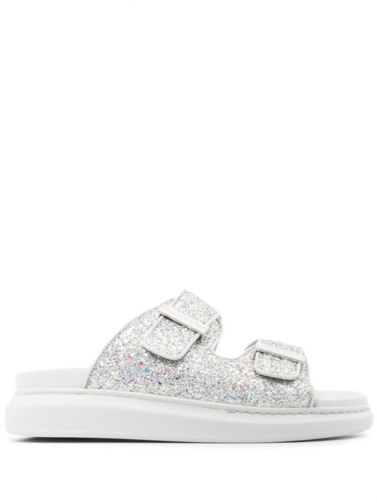Silver Oversized Hybrid Glitter Sandals