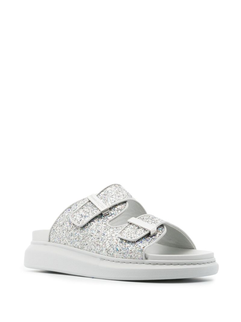 Silver Oversized Hybrid Glitter Sandals