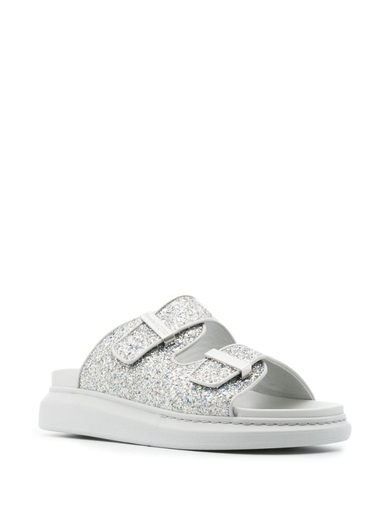Silver Oversized Hybrid Glitter Sandals