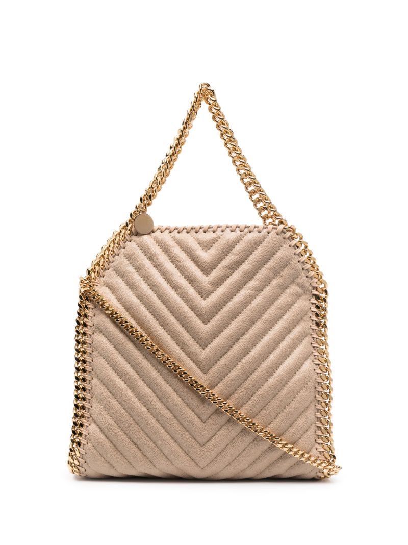 Neutral Falabella Quilted Mini Tote Bag