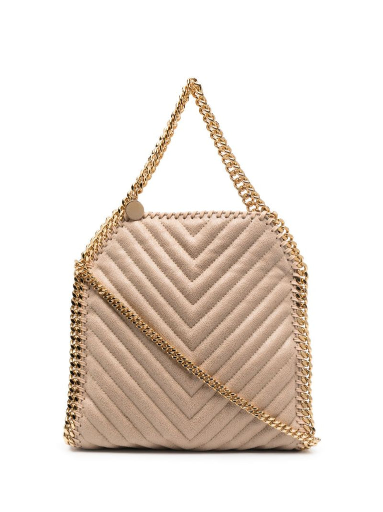 Neutral Falabella Quilted Mini Tote Bag