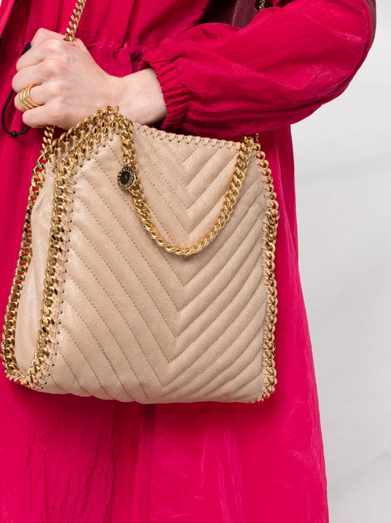 Neutral Falabella Quilted Mini Tote Bag