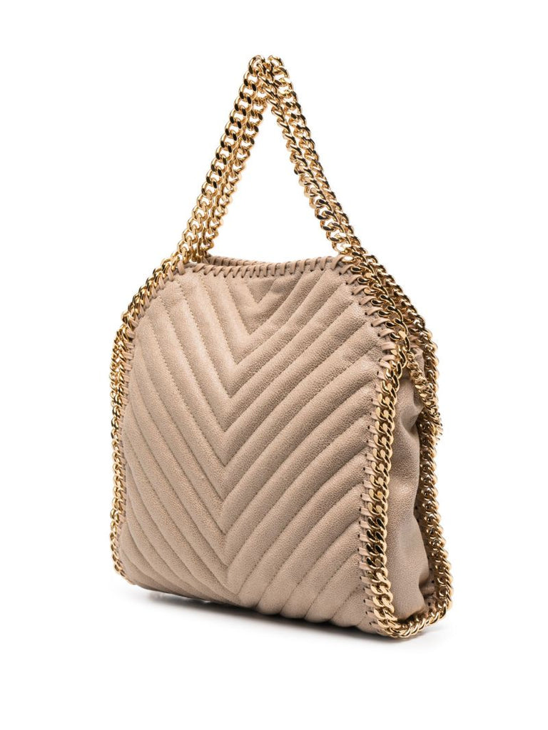 Neutral Falabella Quilted Mini Tote Bag