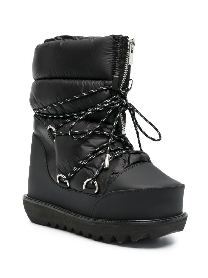 Black Padded Flat Ankle Boots