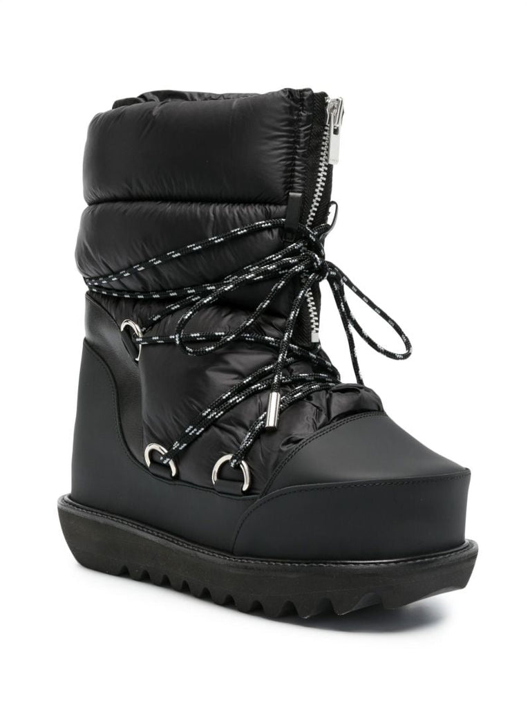 Black Padded Flat Ankle Boots
