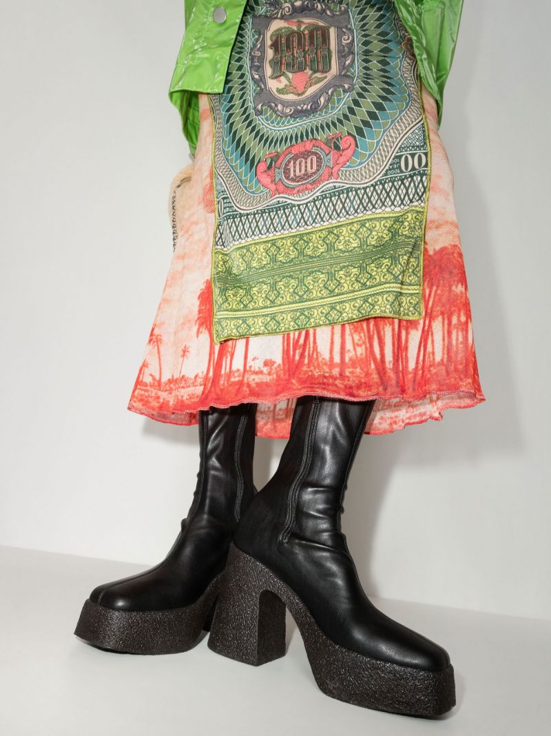 Black Skyla 120 Platform Vegan Leather Ankle Boots