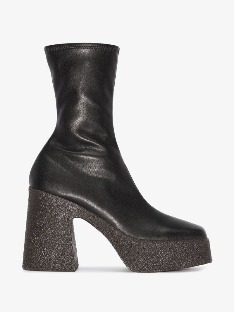 Black Skyla 120 Platform Vegan Leather Ankle Boots