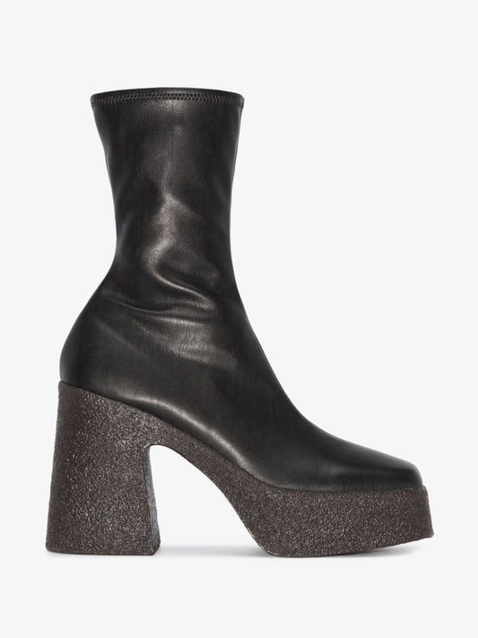 Black Skyla 120 Platform Vegan Leather Ankle Boots