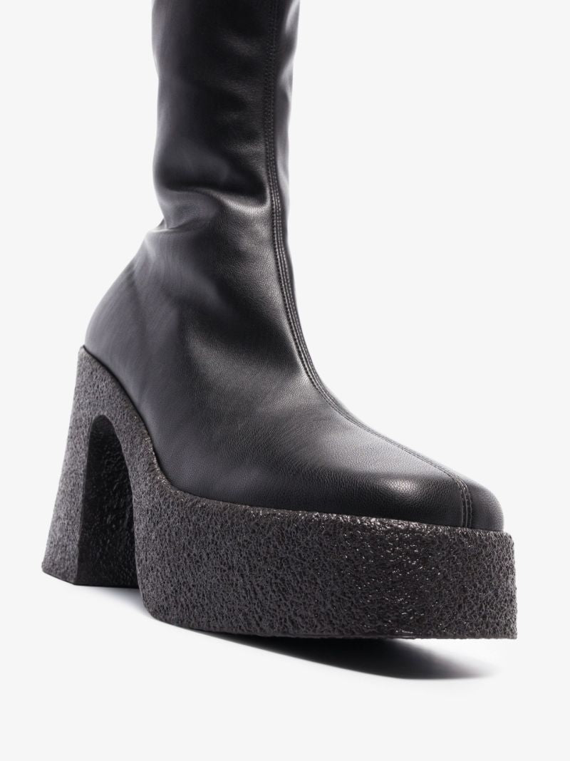 Black Skyla 120 Platform Vegan Leather Ankle Boots